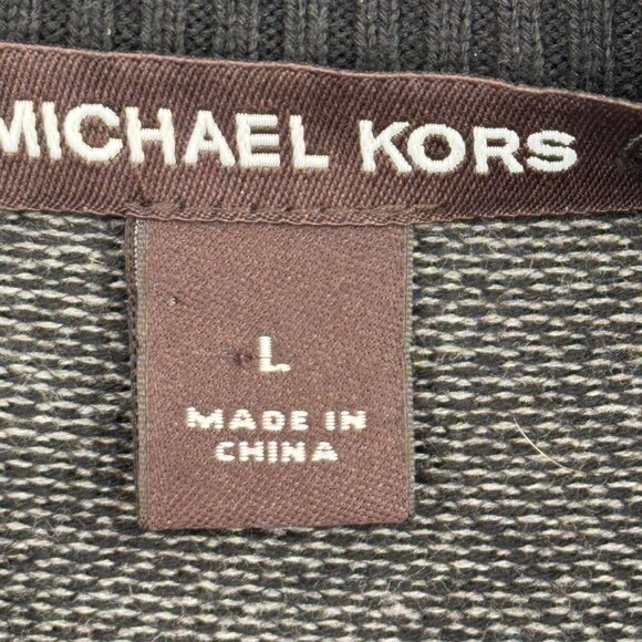 Michael Kors Gray Full-Zip Cotton SweaterBlack Trim Mens Size Large - Picture 5 of 12